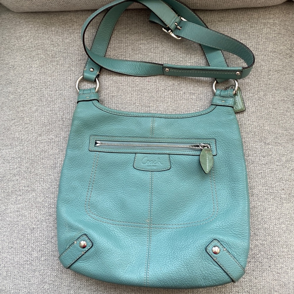 Coach turquoise cross body purse